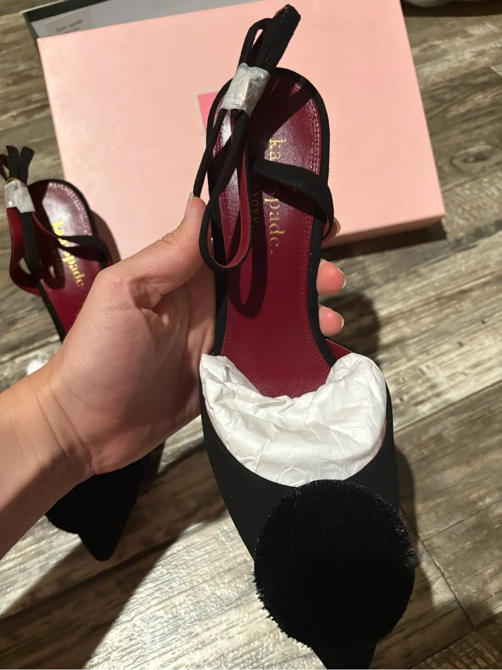Kate Spade New York Amour Pom Pumps Black Suede